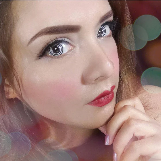 Cosplay Black&White Spiral Colored Contact Lenses - Image 3