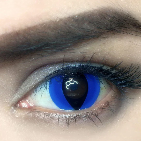 Cosplay Cat Eye Blue Colored Contact Lenses - Image 3