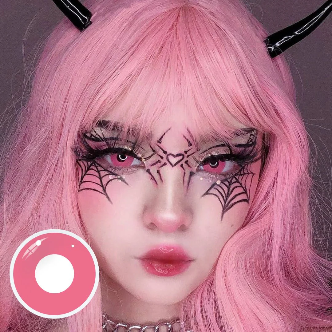 Cosplay Powdery Violet Block Pink Colored Contact Lenses - Image 3