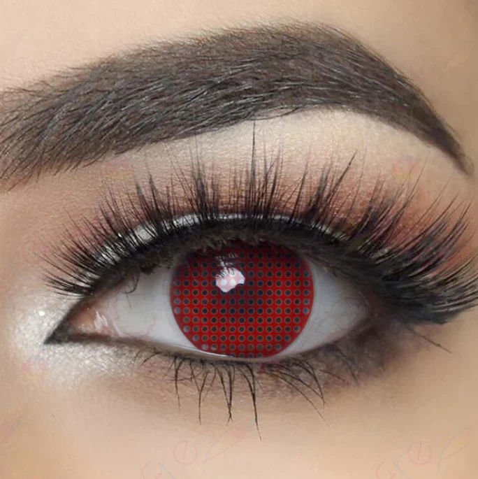 Halloween Red Mesh Colored Contact Lenses - Image 3